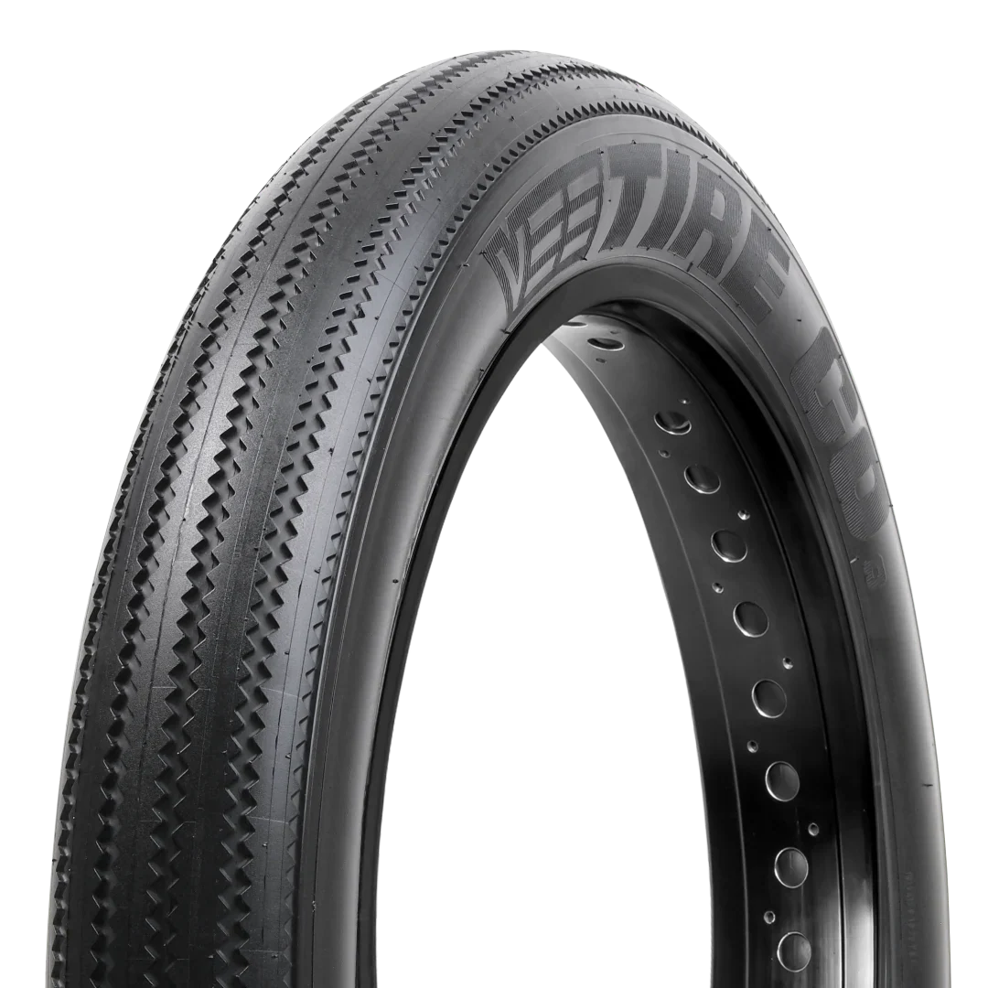 A 26x4 ZigZag eBike tire by Vee Tire Co., featuring a wide, knobby tread pattern designed for enhanced traction and stability.