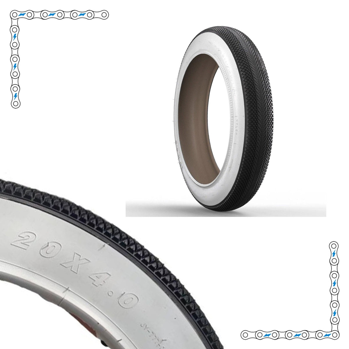 eBike Tires 20" x 4" White Wall Street Speedster for Fat Tire Electric Bike - Parts - EBIKE|TIRES|0503 eBike Super Shop
