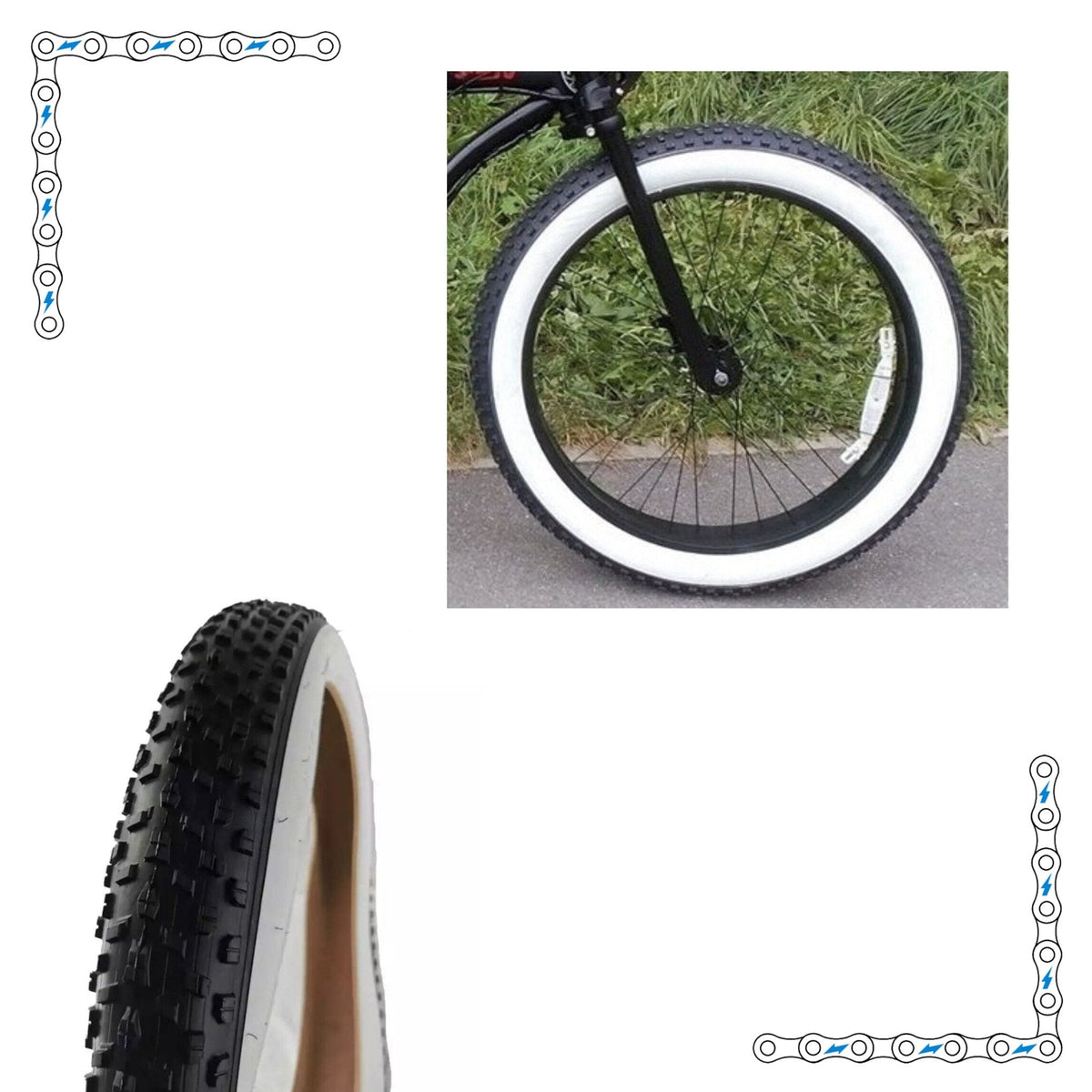 eBike Tires 24" x 3" White Wall Knobby for Fat Tire Electric Bike - Parts - EBIKE|TIRES|0519 eBike Super Shop