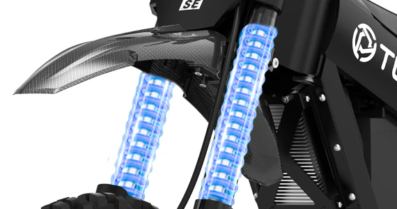 Side view of the eBike Tuttio Soleil 01 SE in matte black, showing its step-through frame, integrated battery, rear rack, and front suspension fork against a white background.