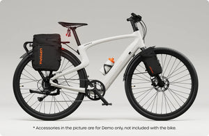 Side view of the Urtopia Carbon 1 Pro eBike in creme color, showcasing its lightweight carbon frame, integrated display, and sleek modern design against a plain background.