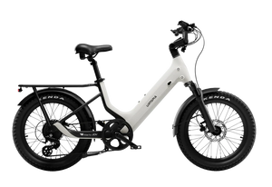 Urtopia Carbon Joy eBike in Creme color, side view, showcasing lightweight carbon frame and modern design.