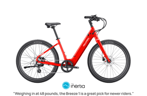 Red Velotric Breeze 1 eBike in Classic Scarlet color, side view, displayed on a white background.