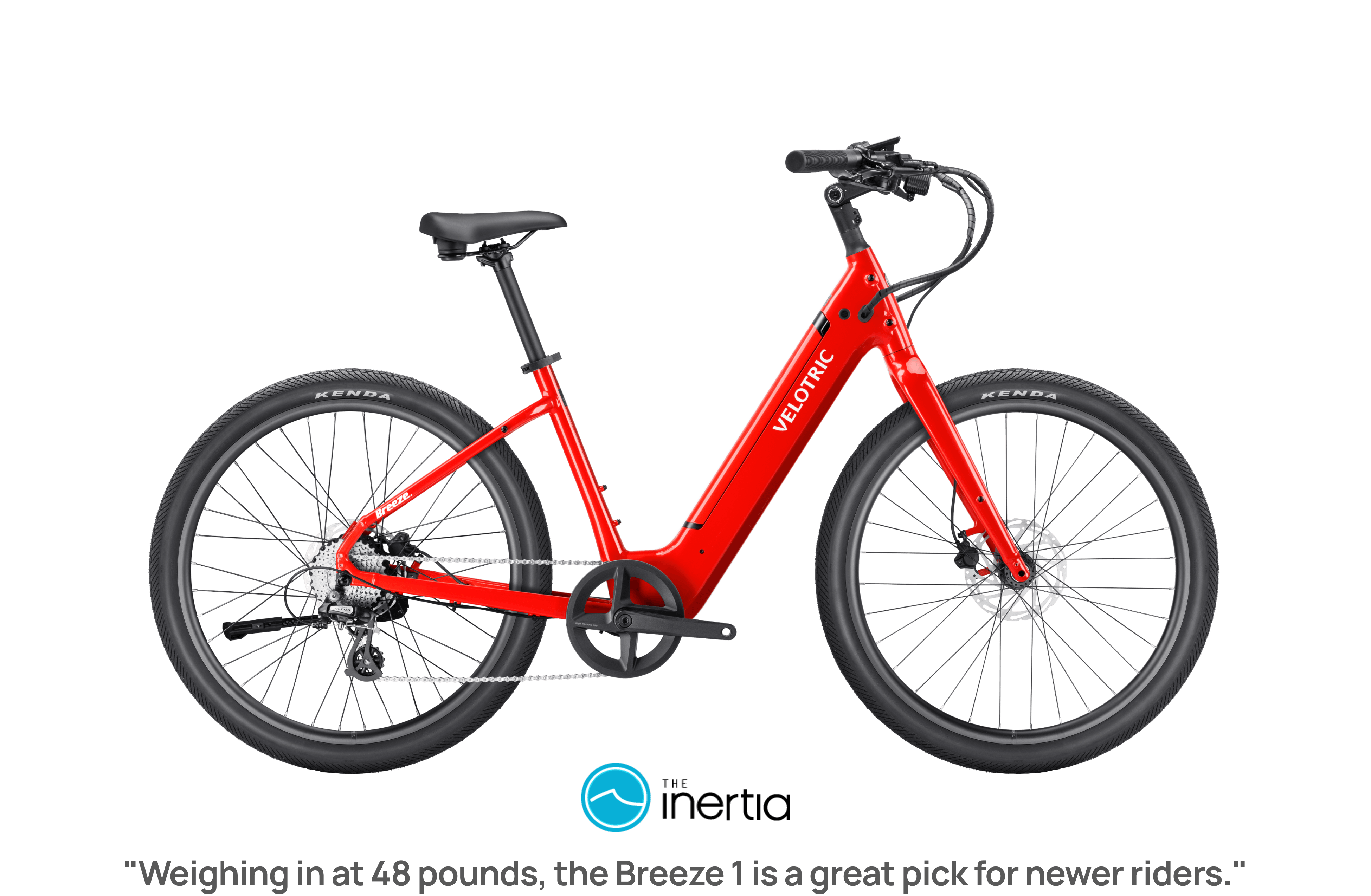 Red Velotric Breeze 1 eBike in Classic Scarlet color, side view, displayed on a white background.