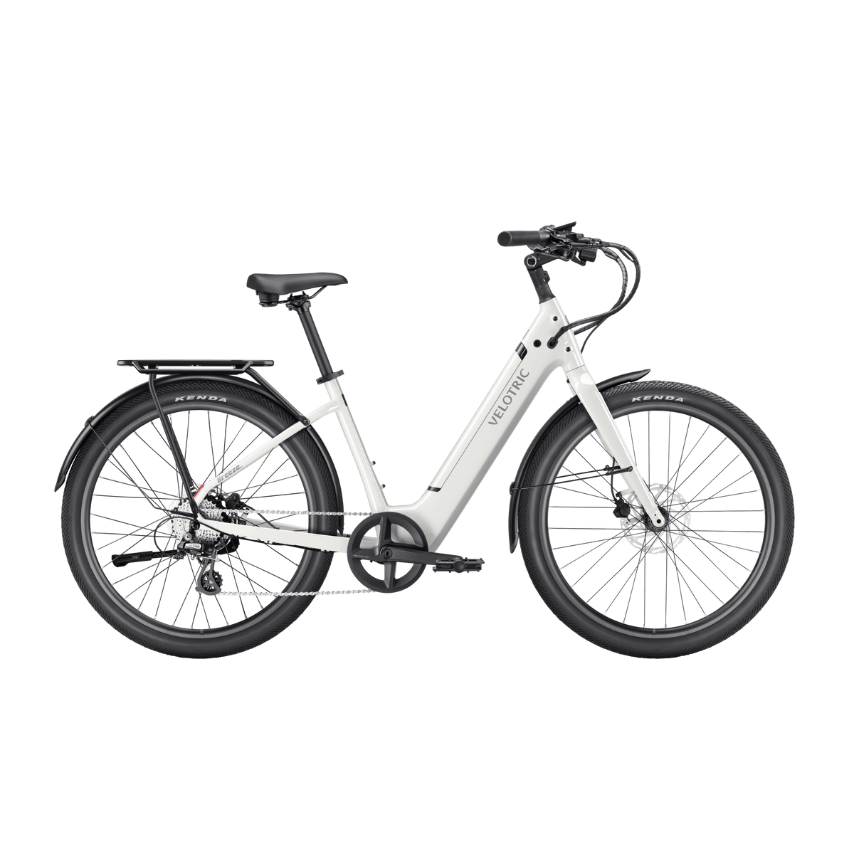 Velotric Breeze 1 electric bike in satin white, side view, against a plain background