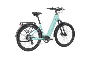 Velotric Discover 2 electric bike in mint green, side view, displayed on a white background