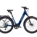 Velotric Discover 3 electric bike in Lemans Blue, side view, against a white background