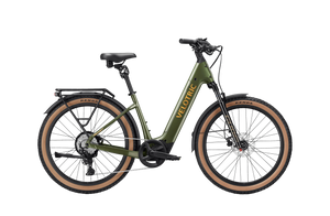 Velotric Discover M eBike in Olivine Green, side view, against a white background