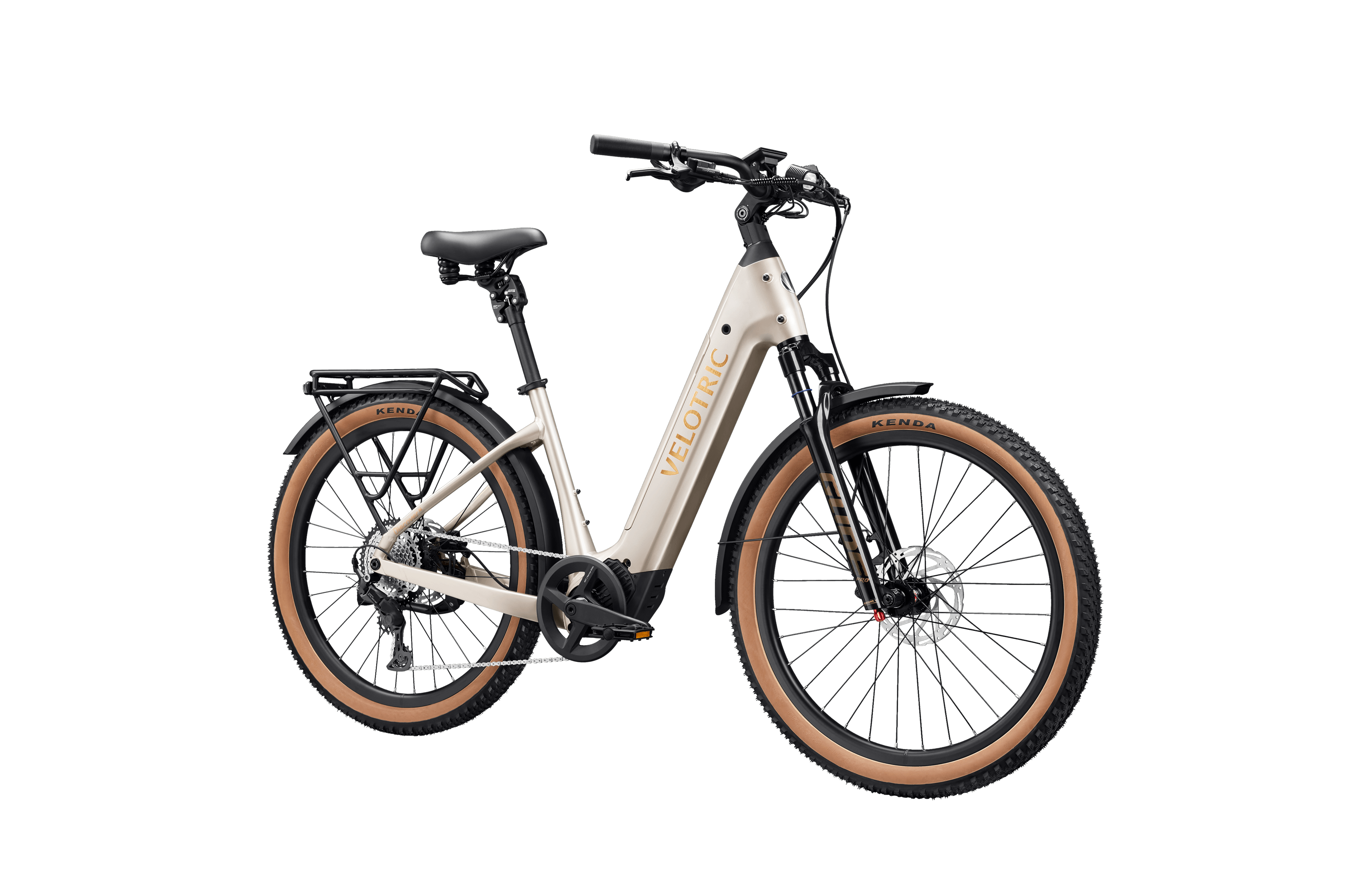 Platinum Silver Velotric Discover M eBike side view against a white background