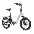 Pearl White Velotric Fold 1 Plus eBike, folded, side view, against a plain background