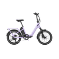Velotric Fold 1 Plus electric bike in Violet Haze color, folded for compact storage, shown against a plain background.
