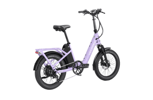 Velotric Fold 1 Plus eBike in Violet Haze color, side view, folded configuration, against a plain background