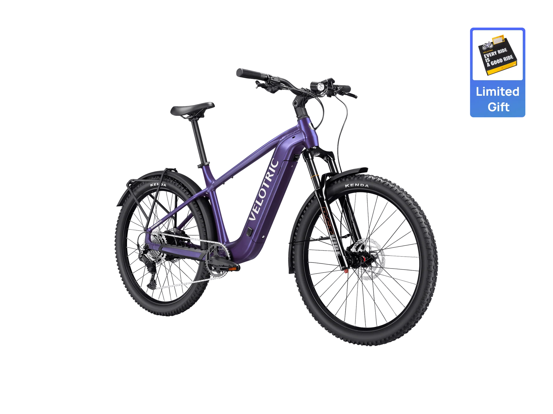 Velotric Summit 2 eBike in Galaxy Purple, side view, showcasing frame design and components