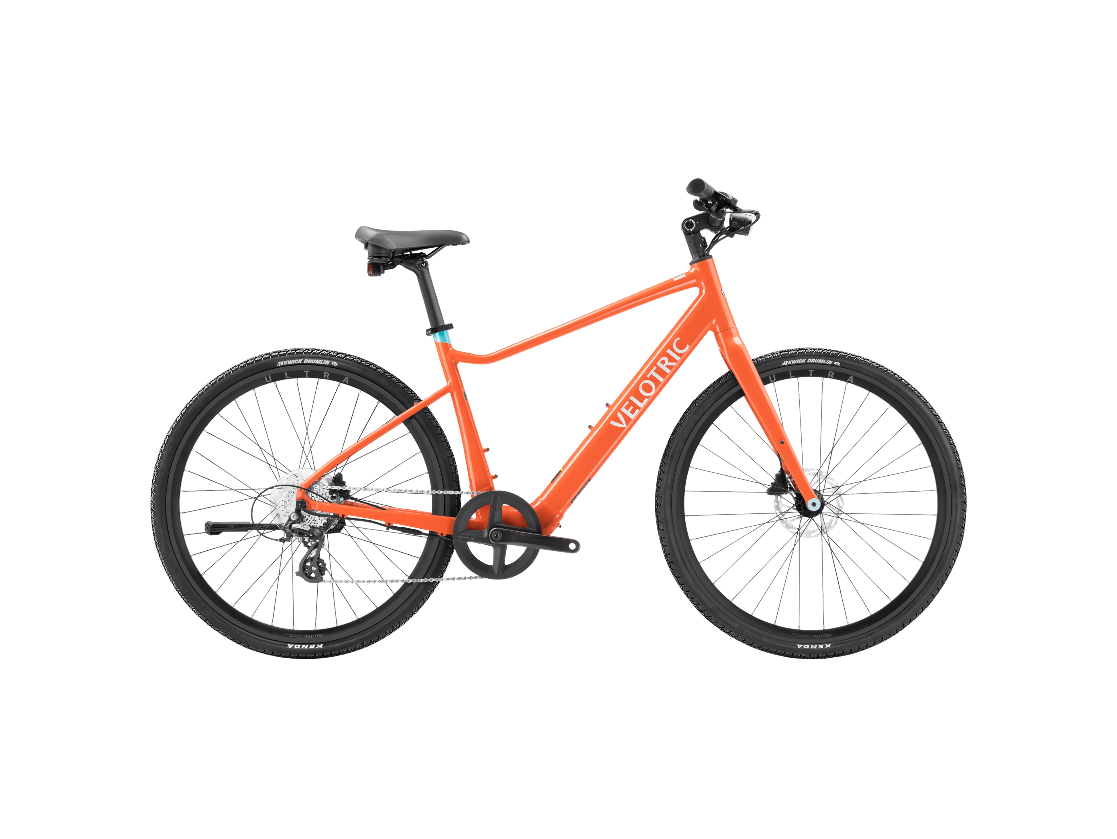 Velotric T1 ST Plus eBike in Lava color, side view, showcasing sleek frame design and integrated battery