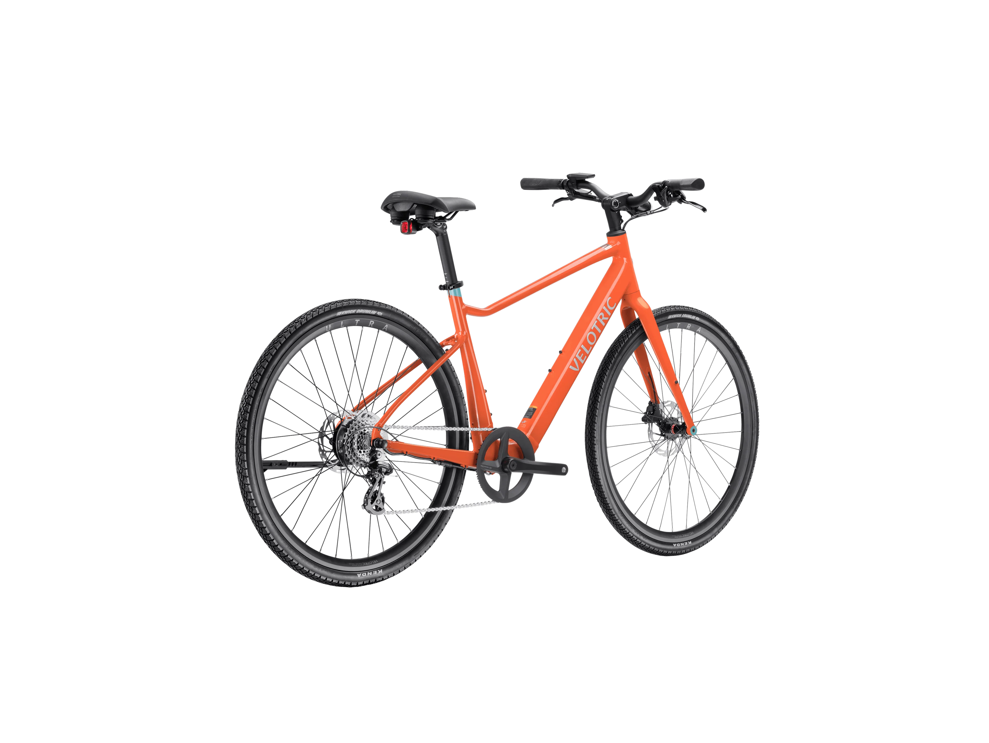 Velotric T1 ST Plus eBike in Lava color, side view, showcasing sleek frame and integrated battery
