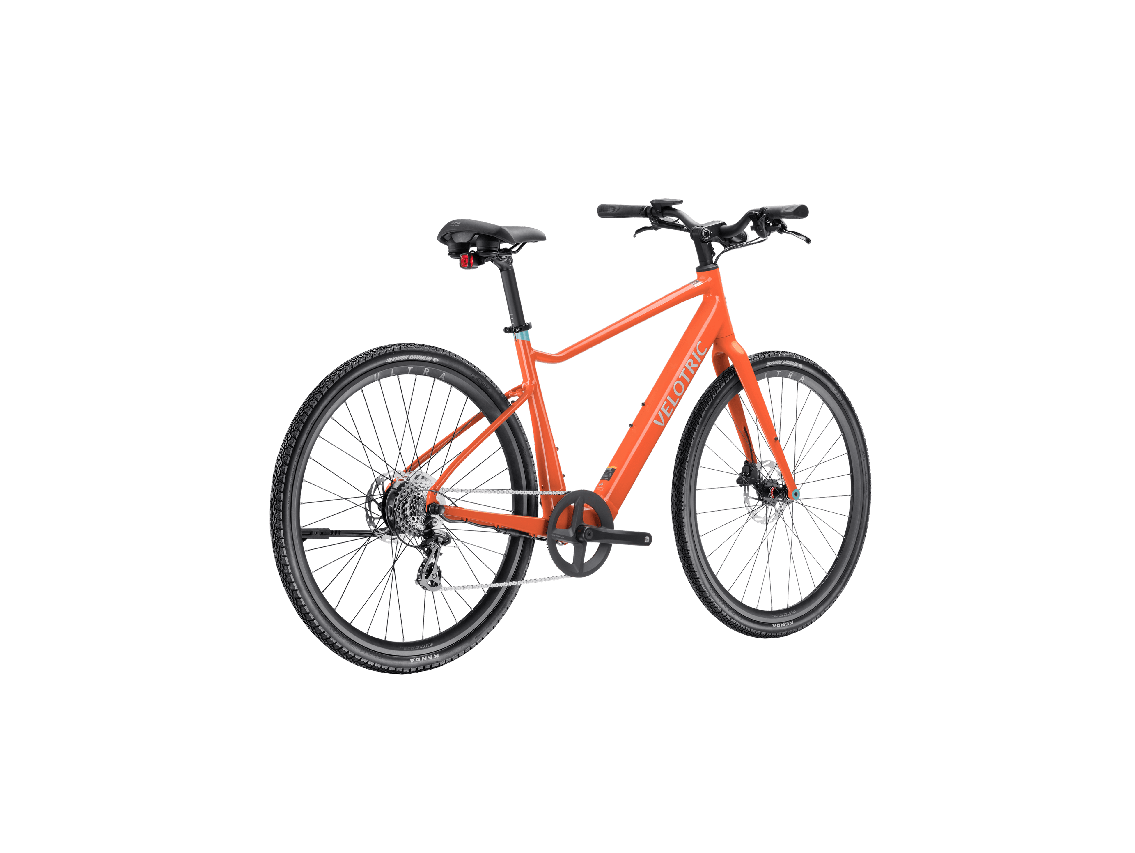 Velotric T1 ST Plus eBike in Lava color, side view, showcasing sleek frame and integrated battery