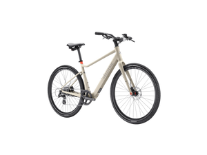 Velotric T1 ST Plus electric bike in sand color, side view, isolated on white background