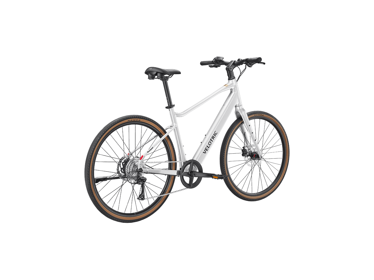Velotric Tempo High Step eBike in Lightning Silver, side view, against a plain background