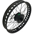Alt text: Coastal Cruiser 26x4 rear eBike wheel assembly with 52v 750w motor, product image 1