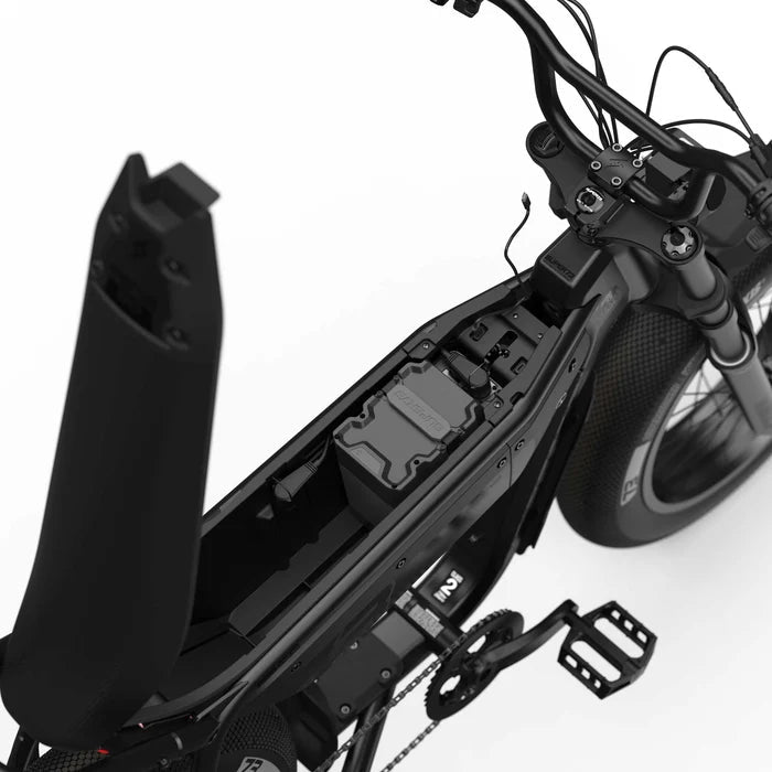 Super73 A-Series 3P e-bike battery, black rectangular casing with visible connector ports, displayed on a white background