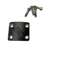 Black Super73 handlebar clamp with bolt, featuring the Super73 logo, designed for eBike handlebars, displayed against a plain background.