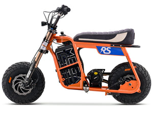 Ebox Dragster RS 5 electric scooter in bright orange color, side view, showing sleek design and sporty features