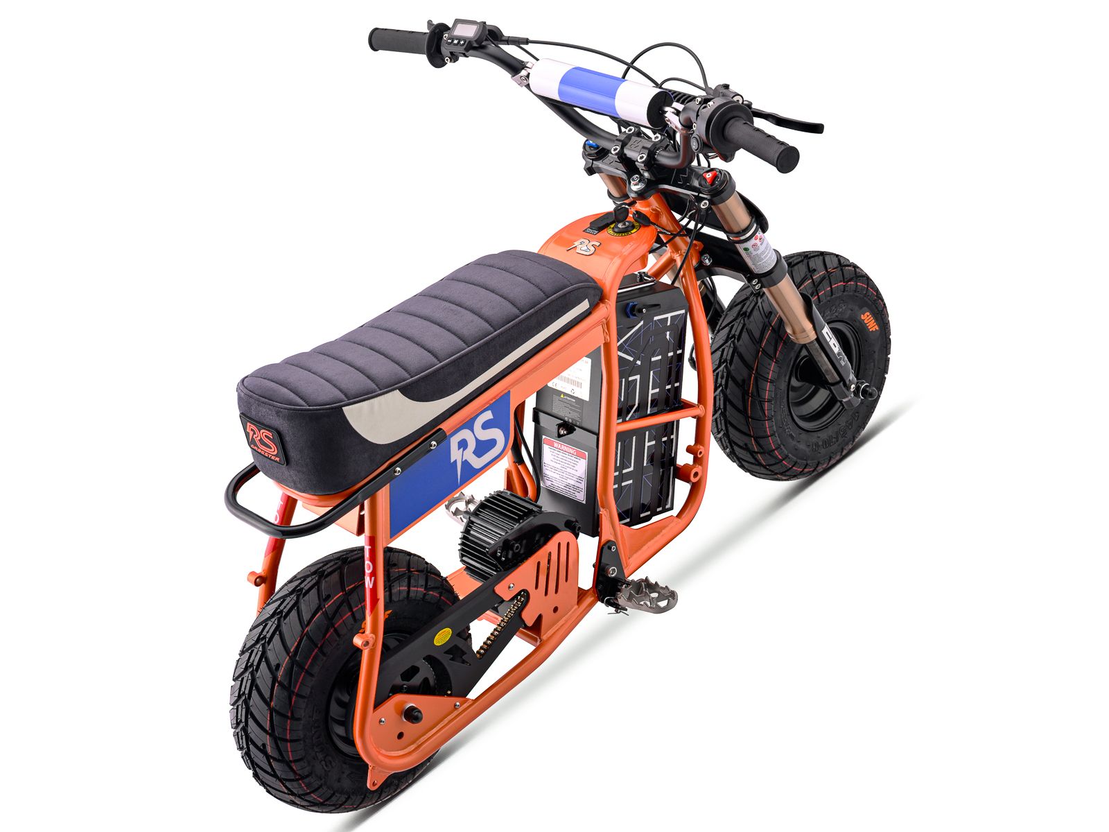 Ebox Dragster RS electric scooter in orange, side view, showing sleek design and sporty details
