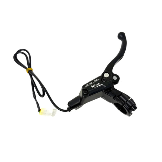 Front view of eMOTO Brake Assembly for SurRon Light Bee, showing the front brake master cylinder with attached lever and mounting hardware.