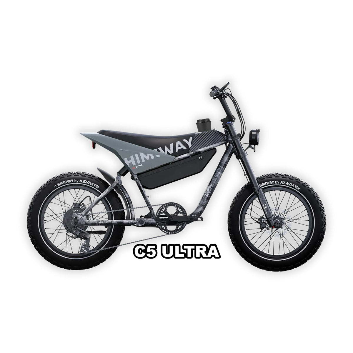 Himiway C5 Ultra eMOTO eBike in Ink Gray, side view, ready to ride, product image