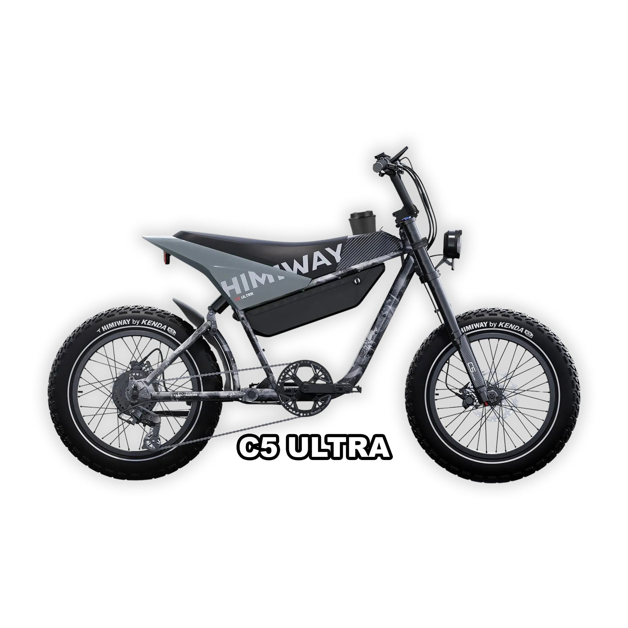 Himiway C5 Ultra eMOTO eBike in Ink Gray, side view, ready to ride, product image