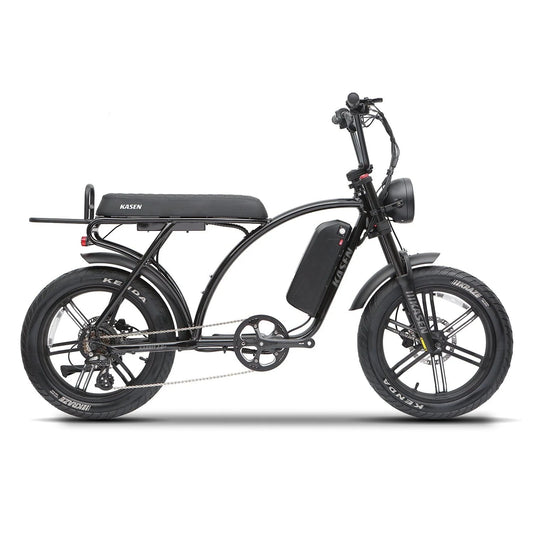 eMOTO eBike Kasen Kabbit 2.0 Plus in Retro Blue, shown ready to ride with black frame, featuring 15AH and 20AH battery options