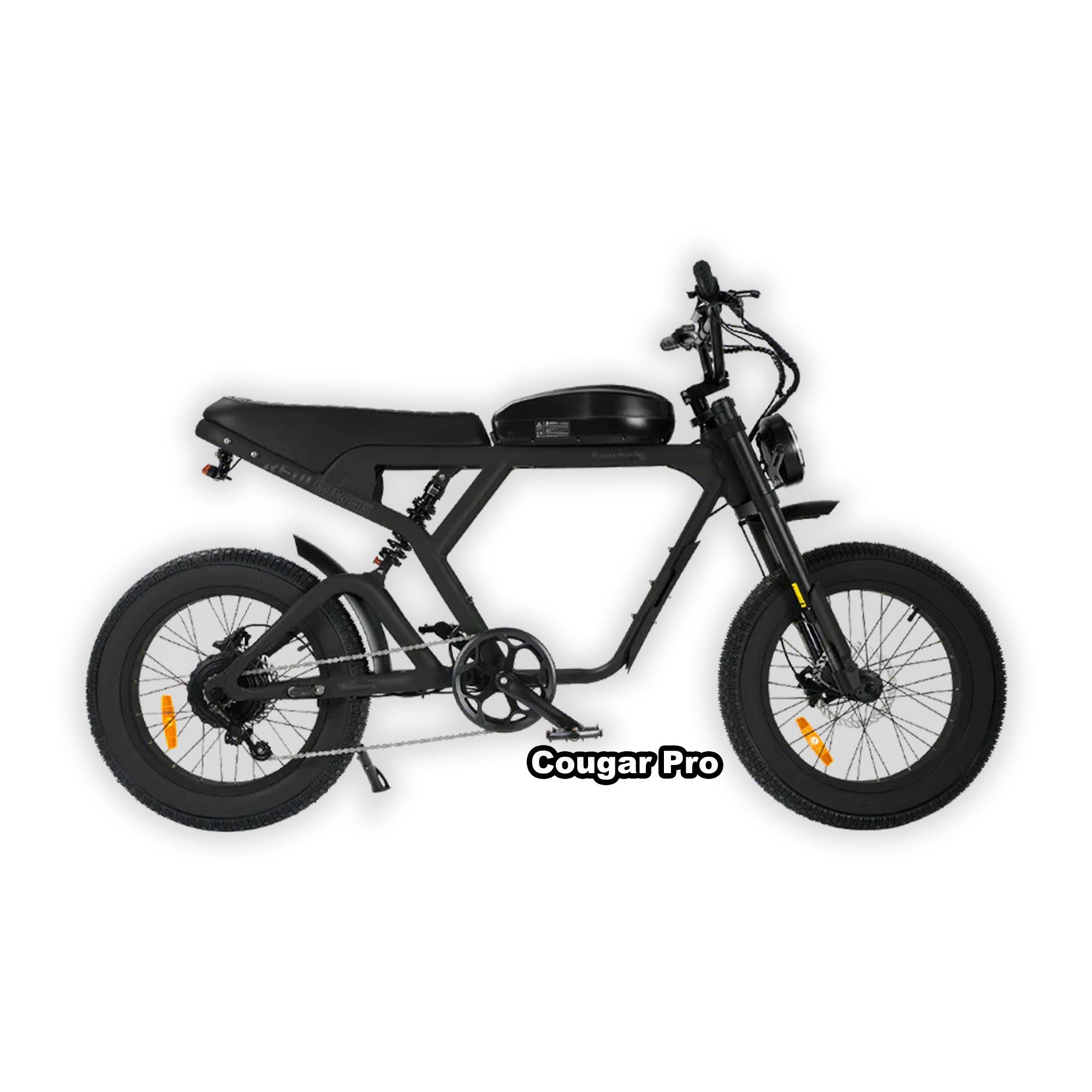 eMOTO eBike Revi Cougar Pro in black, shown in its original box