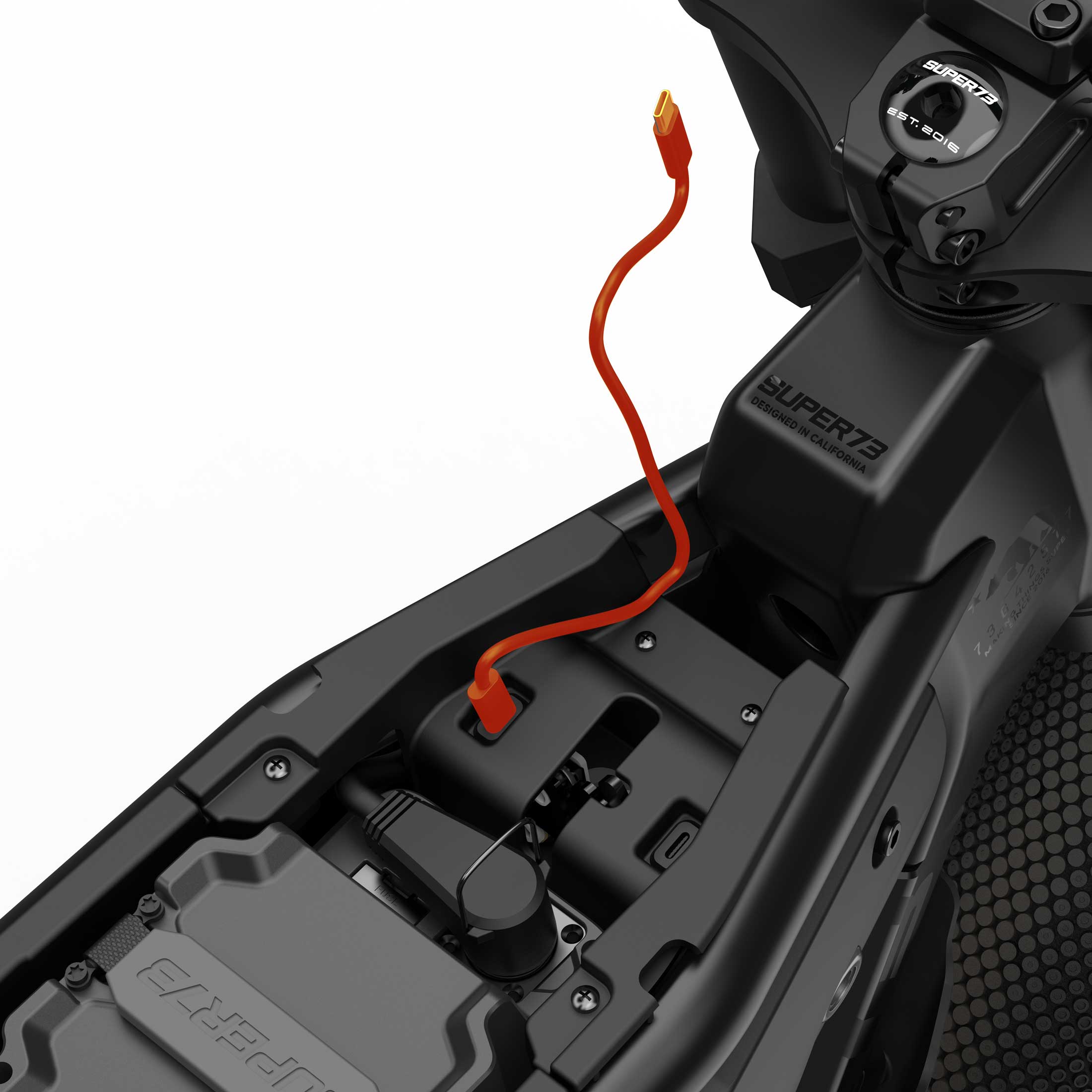 Super73 M1D SE eMOTO eBike in Blackout color, shown in its original box with packaging materials, product image labeled "In Box 11"