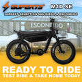 Black Super73 M1D SE eMOTO eBike, side view, ready to ride, against a plain background