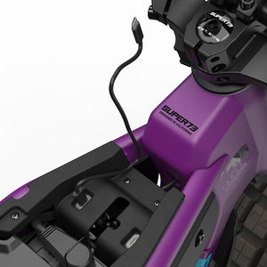 Side view of a Super73 MZFT eMOTO eBike in a showroom, displayed for in-store pickup only.