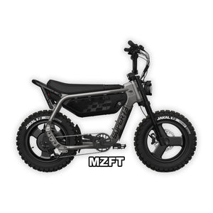 Super73 MZFT eMOTO eBike in Titanium Ore color, shown inside its original box