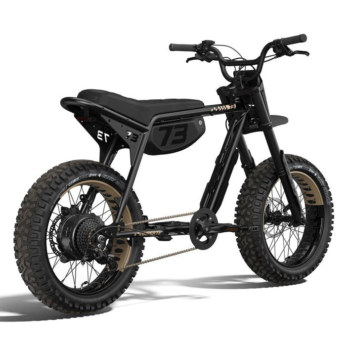 SUPER73 Z Adventure Series SE eBike in Blackout color, shown in its original packaging box, unopened and ready for assembly.