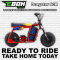 Red eMOTO Ebox Dragster 60 R electric motorcycle, side view, on a white background