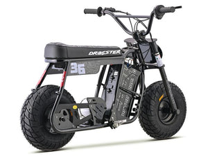 Black eMOTO EBOX Dragster electric bike, side view, on white background