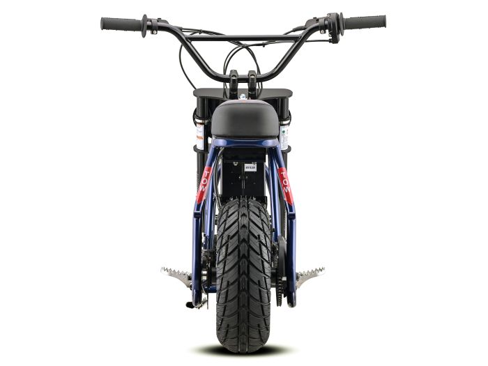 Navy blue eMOTO EBOX Dragster electric bike, side view, showcasing sleek frame and modern design