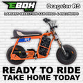 eMOTO Ebox Dragster RS electric bike in R2R Orange, side view, against a white background