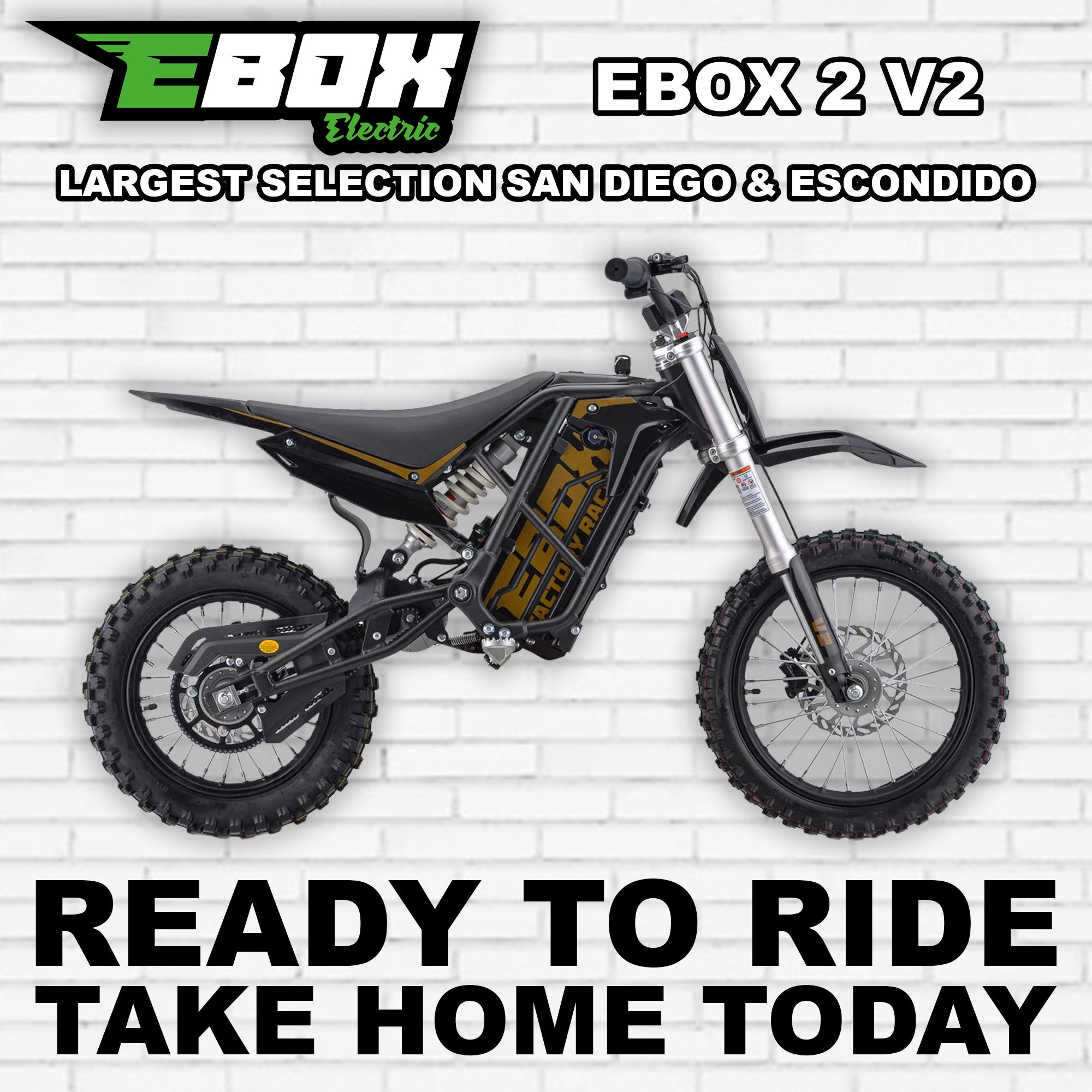 Black eMOTO Ebox 2 V2 electric bike, side view, against a plain background