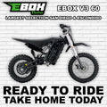 Black eMOTO Ebox V3 60 electric bike, side view, against a white background