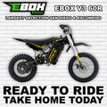 eMOTO Ebox V3 60 R electric bike in black and gold, side view, against a plain background
