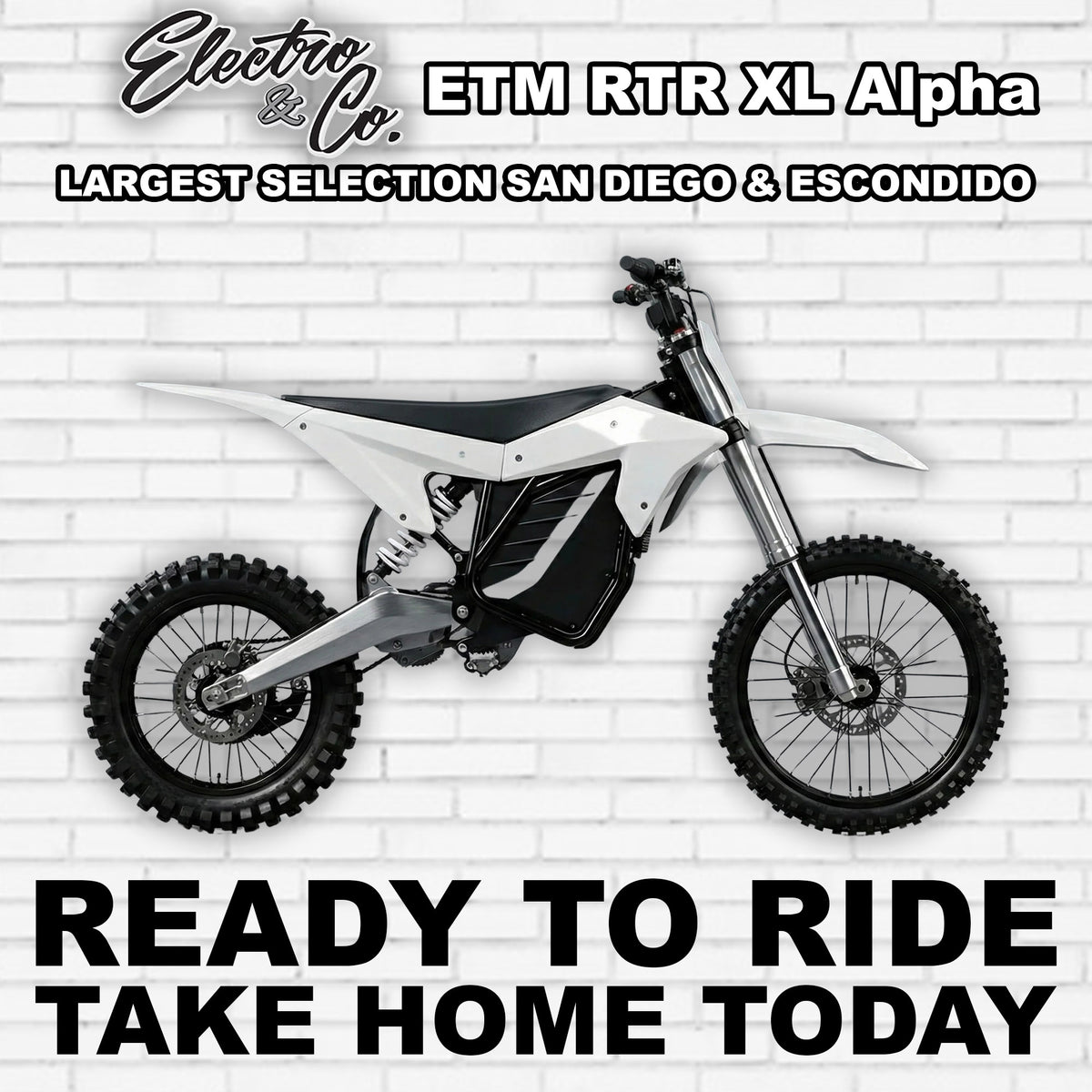 White eMOTO Electro & Co RTR XL Alpha electric bike, side view, against a plain background