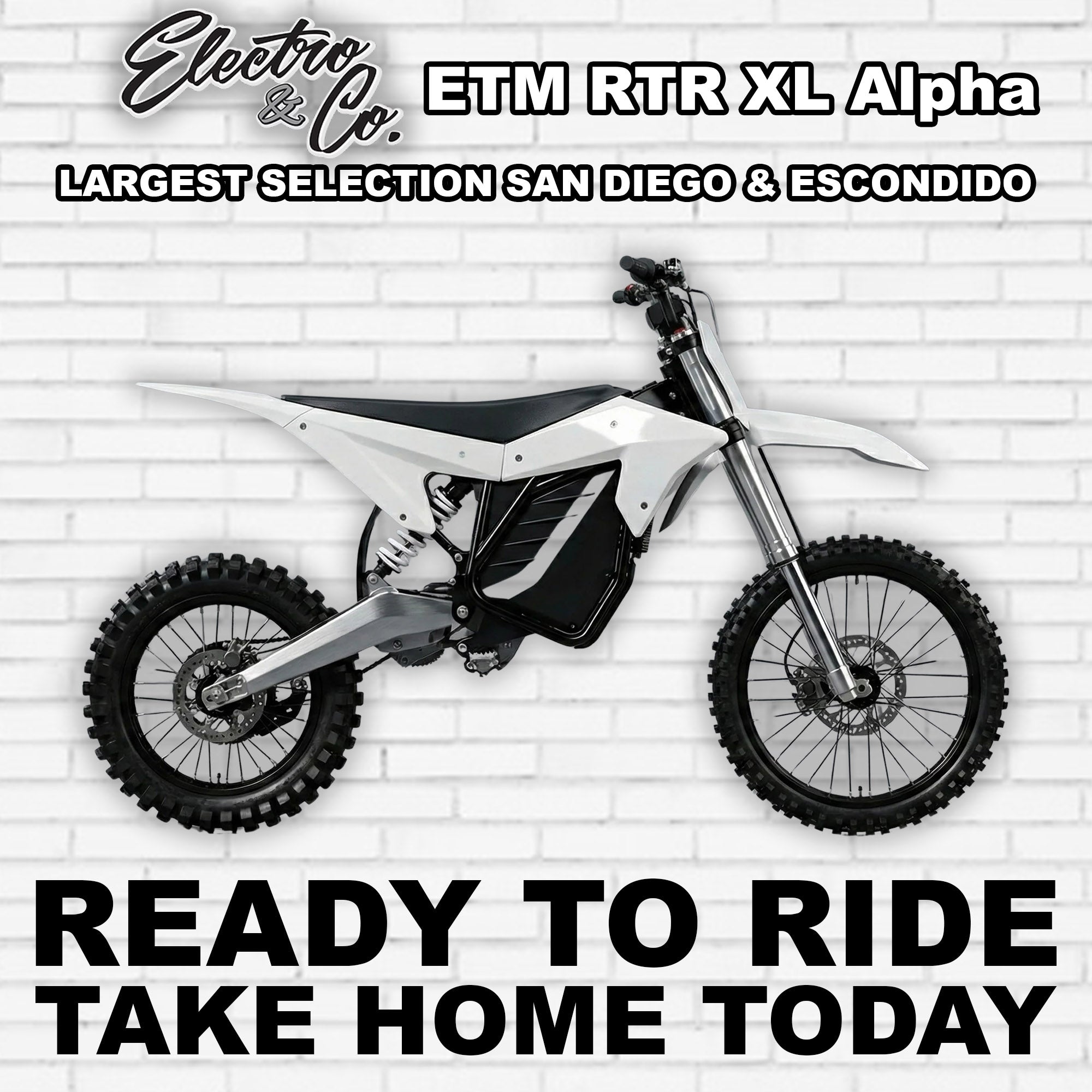 White eMOTO Electro & Co RTR XL Alpha electric bike, side view, against a plain background