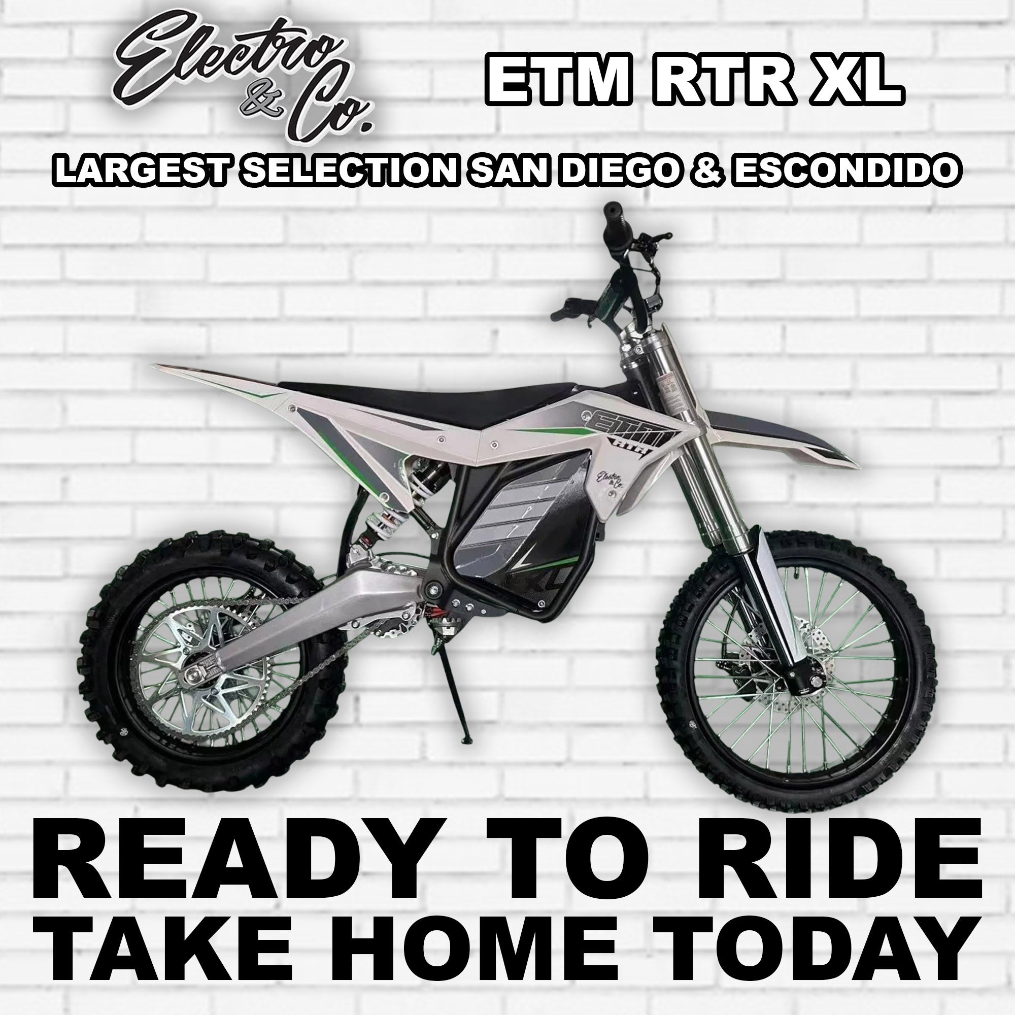 White eMOTO Electro & Co RTR XL electric bike, side view, against a plain background