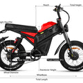 Side view of the eMOTO Freesky Cheetah MT-380 electric mountain bike, showcasing its sturdy frame, thick tires, and front suspension fork.