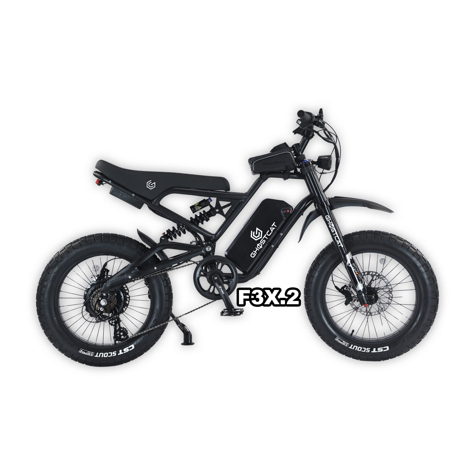 eMOTO GHOSTCAT F3X.2 Pro Blackout electric bike in box, product packaging, model number 810206240687