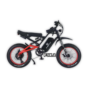 eMOTO GHOSTCAT F3X.2 Pro electric bike in red, shown in its box with packaging, product image labeled "In Box Red 4"